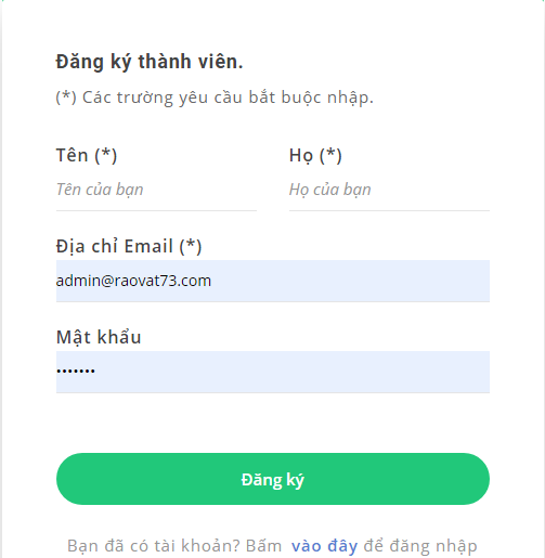 đăng ký email