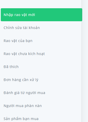 lựa chọn chức năng admin